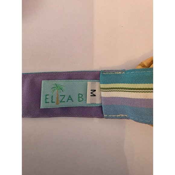 Eliza B Leather Man Womens Belt Medium With Bamboo Buckle & Striped Design - Picture 4 of 8